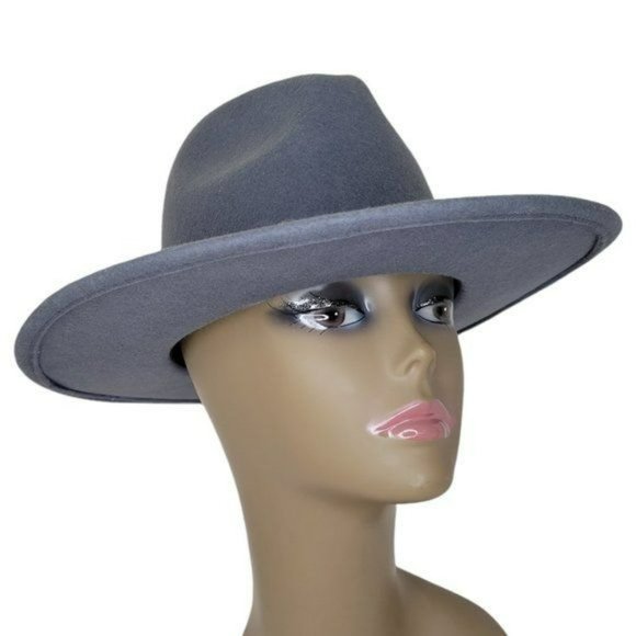 LACK OF COLOR Free People Charcoal Gray Australian Wool Fedora Rancher - Picture 5 of 9